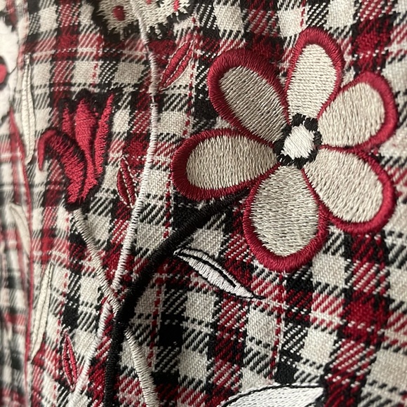 Vintage Bonworth plaid long sleeve button down with velvet collar - Picture 4 of 6